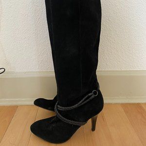 Beautiful elegant knee-high suede boots